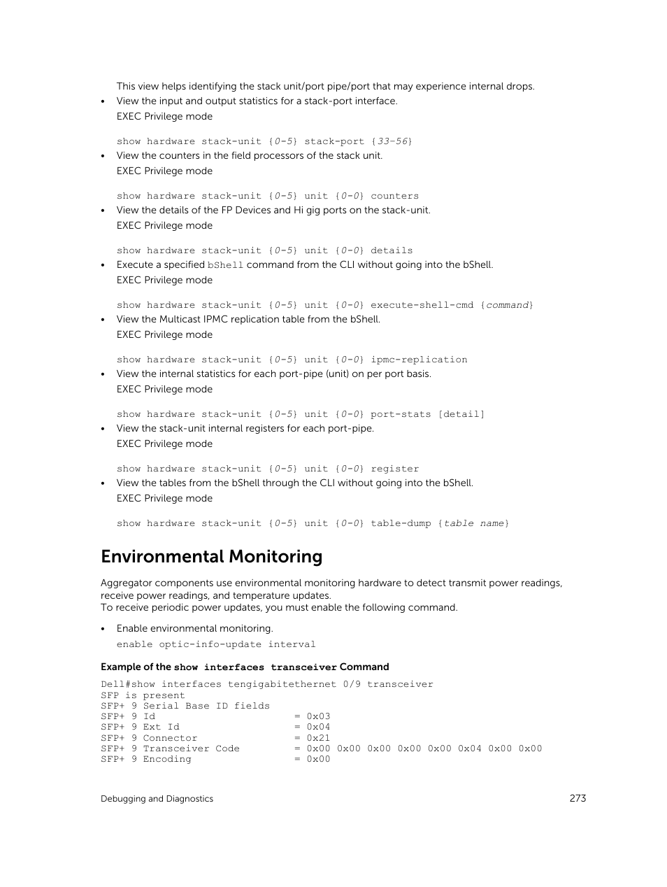 Environmental monitoring | Dell PowerEdge FX2/FX2s User Manual | Page 273 / 292