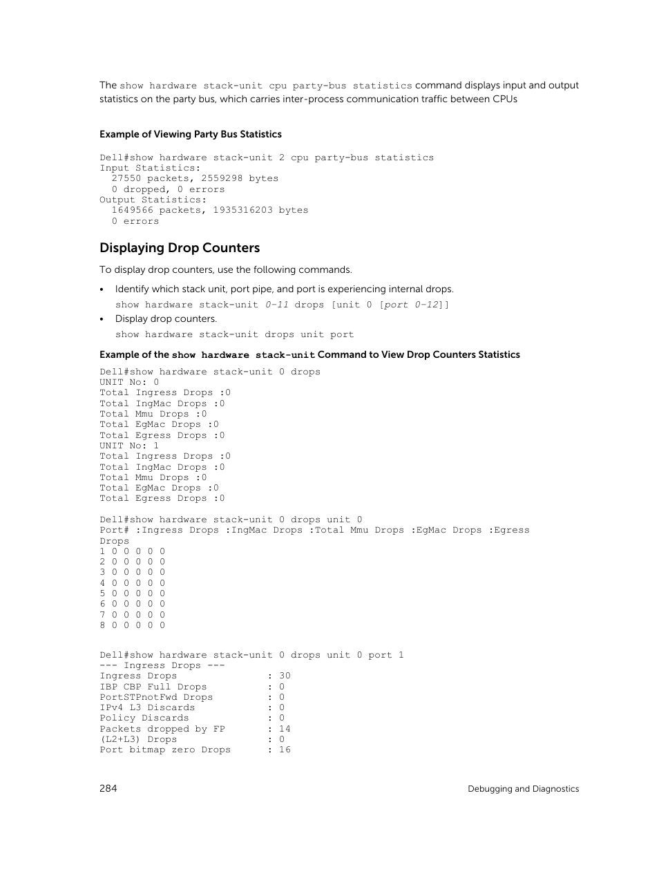 Displaying drop counters | Dell PowerEdge FX2/FX2s User Manual | Page 284 / 292