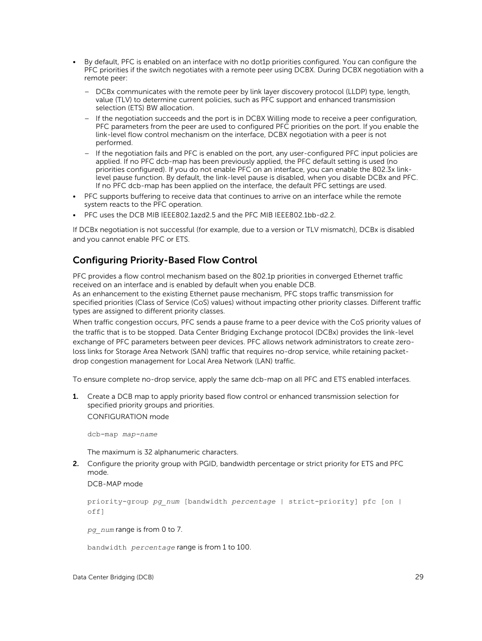 Configuring priority-based flow control | Dell PowerEdge FX2/FX2s User Manual | Page 29 / 292