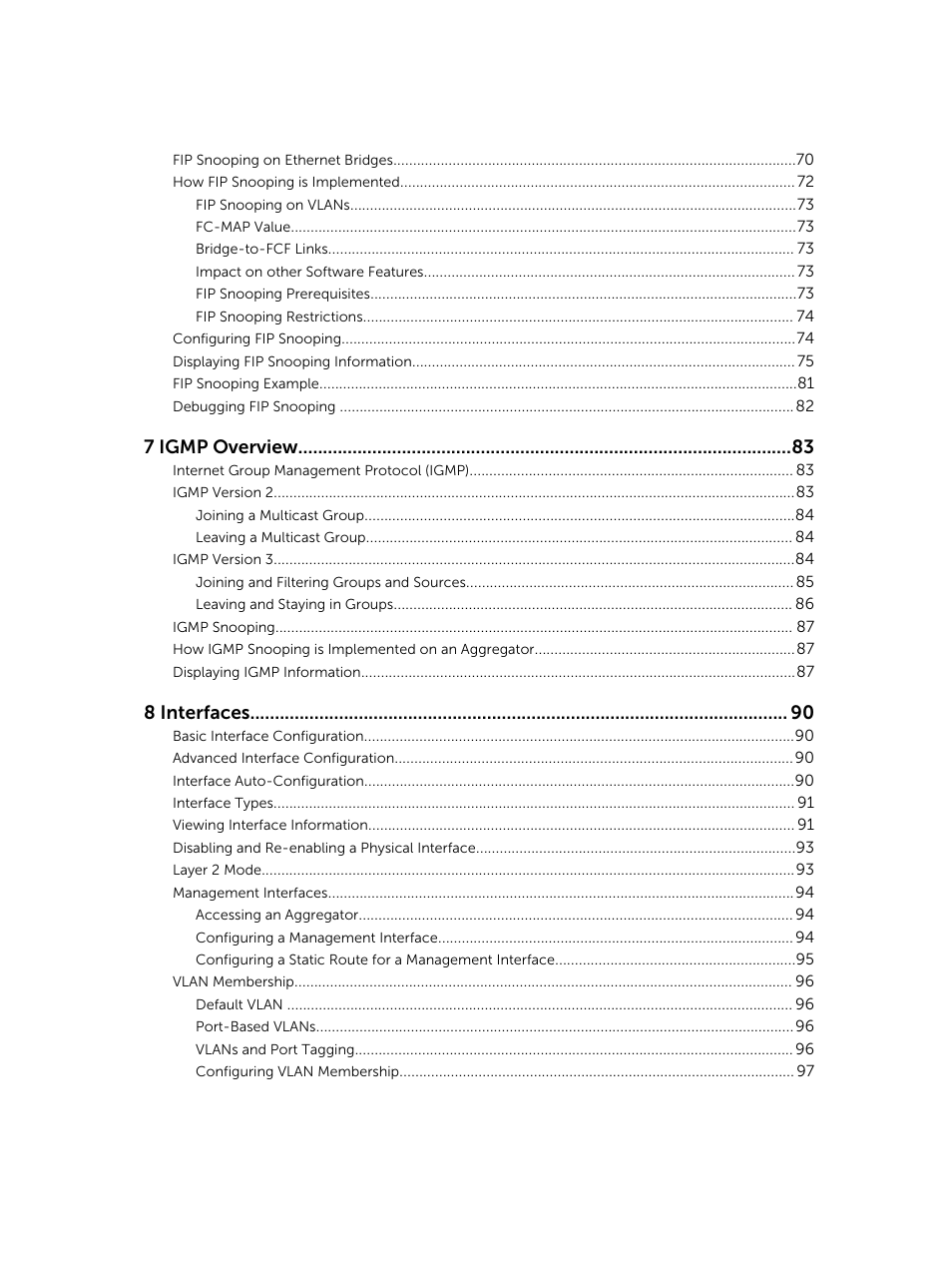 7 igmp overview, 8 interfaces | Dell PowerEdge FX2/FX2s User Manual | Page 5 / 292