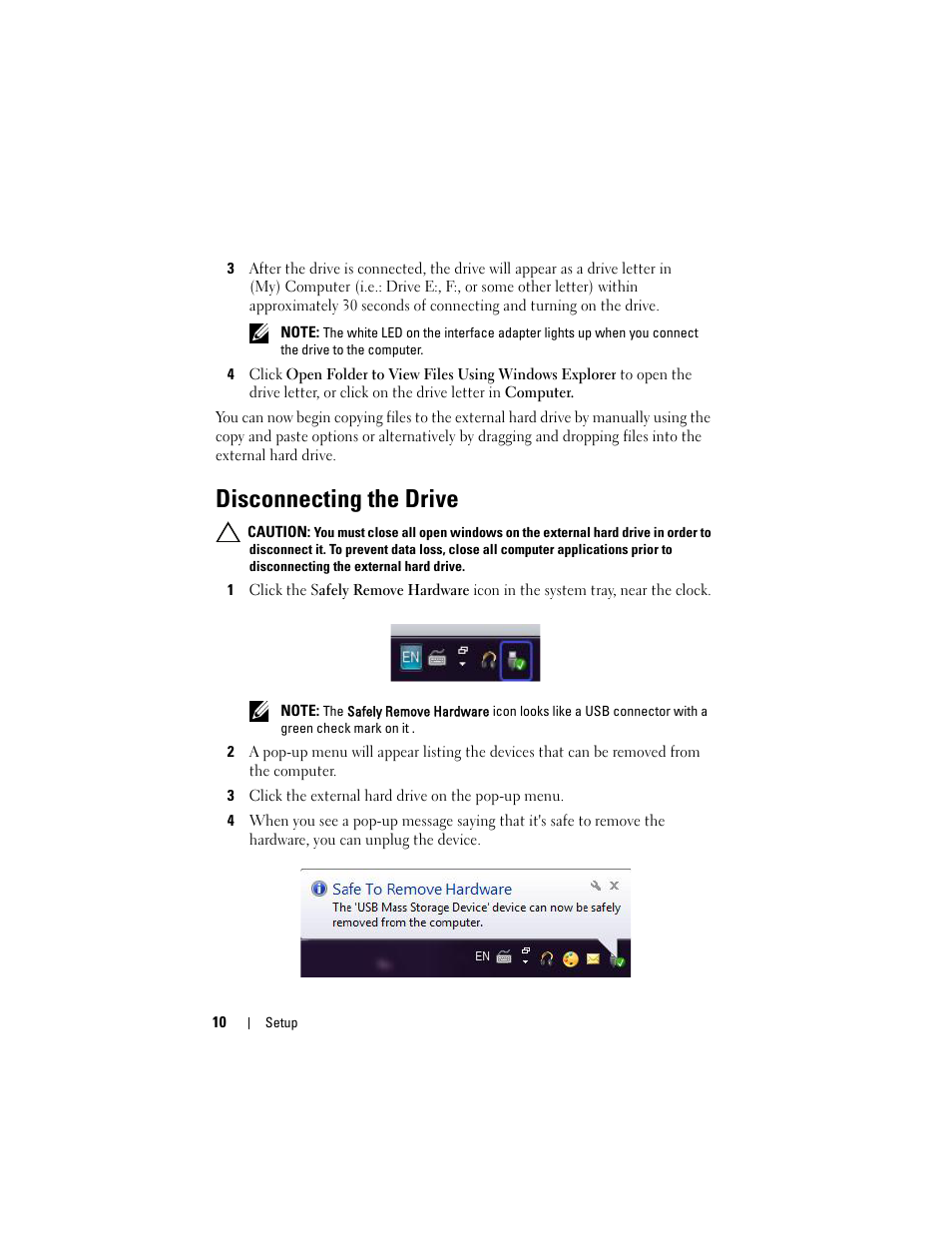 Disconnecting the drive | Dell 1TB Portable External Hard Drive USB 3.0 User Manual | Page 10 / 16