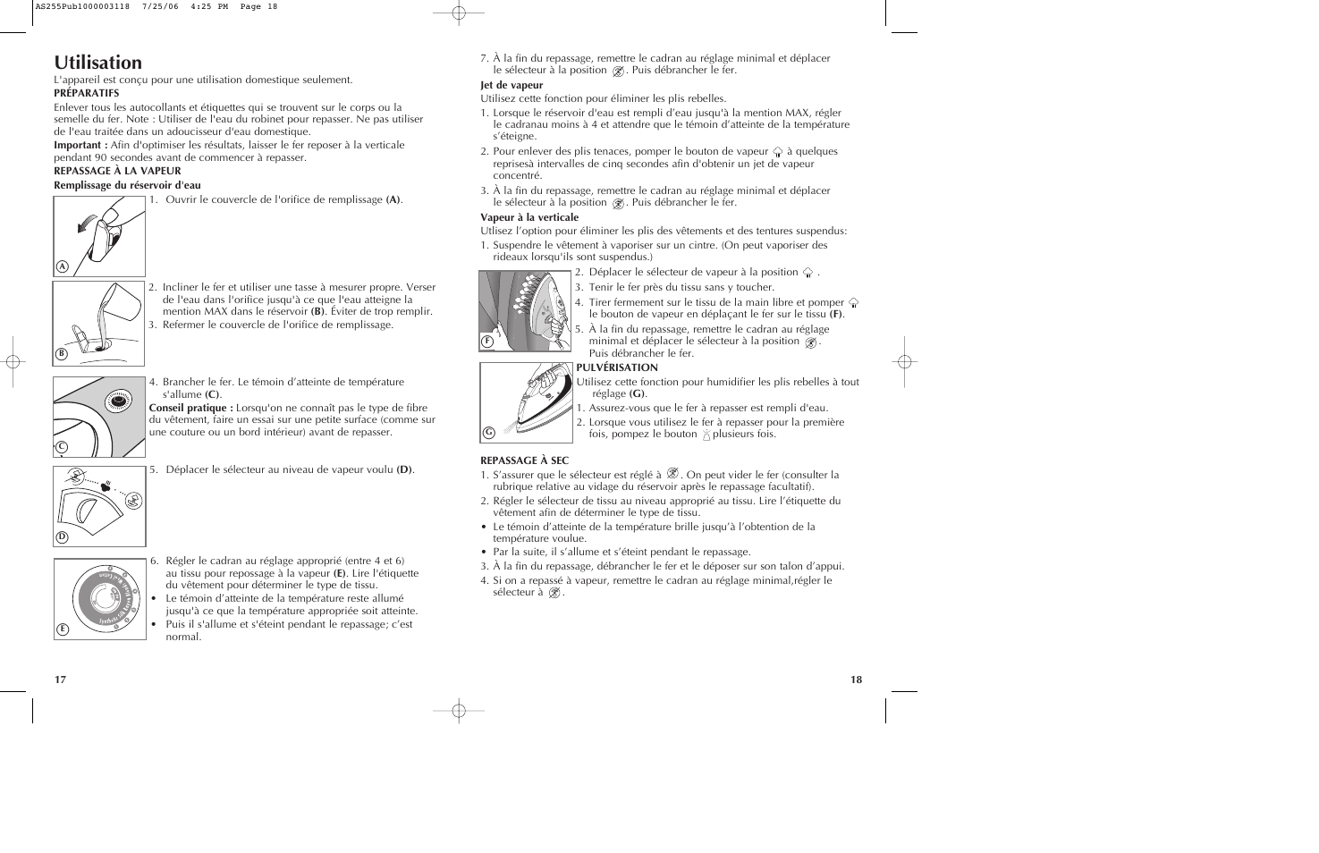 Utilisation | Black & Decker AS255 User Manual | Page 10 / 15