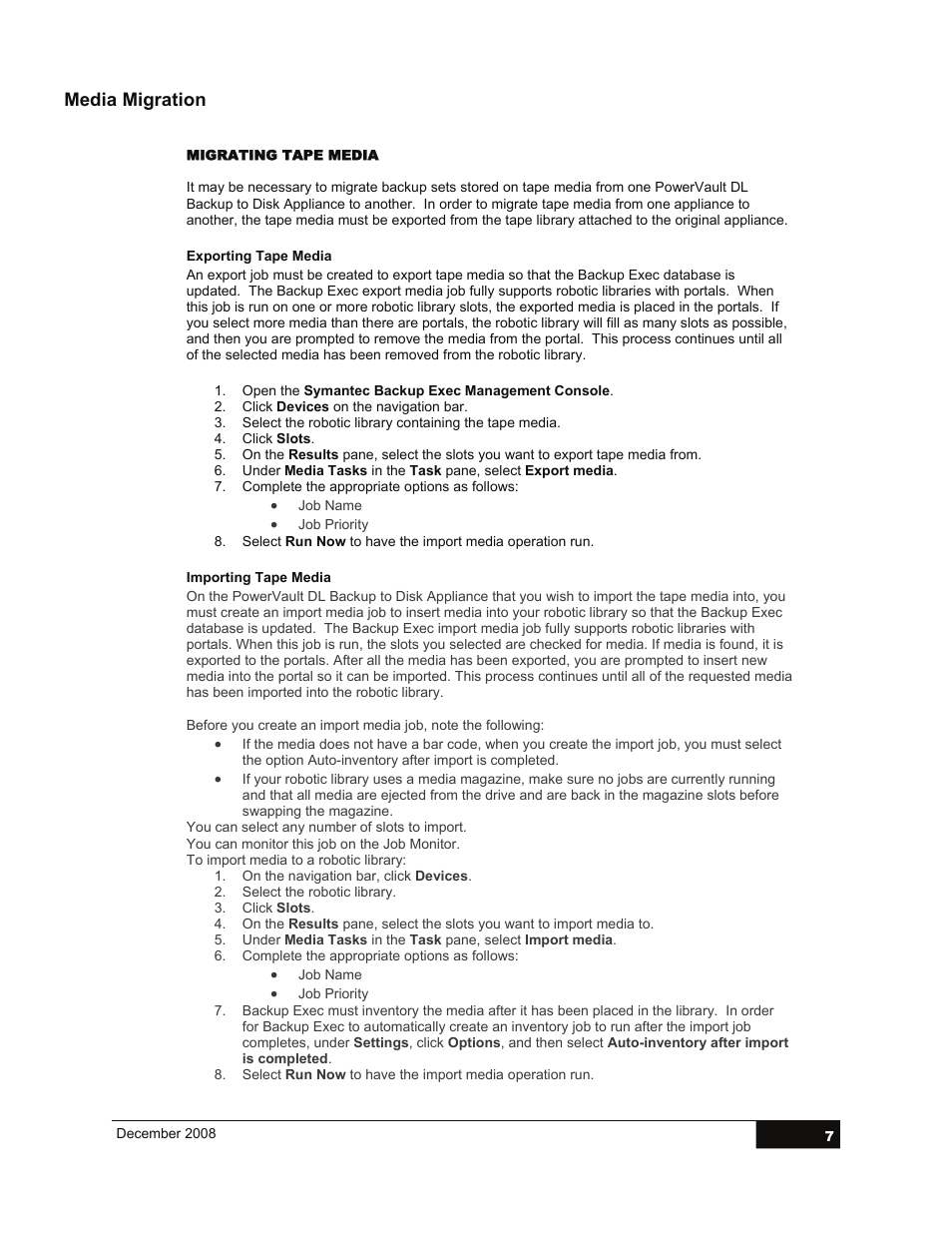 Media migration | Dell PowerVault DL2000 User Manual | Page 7 / 13