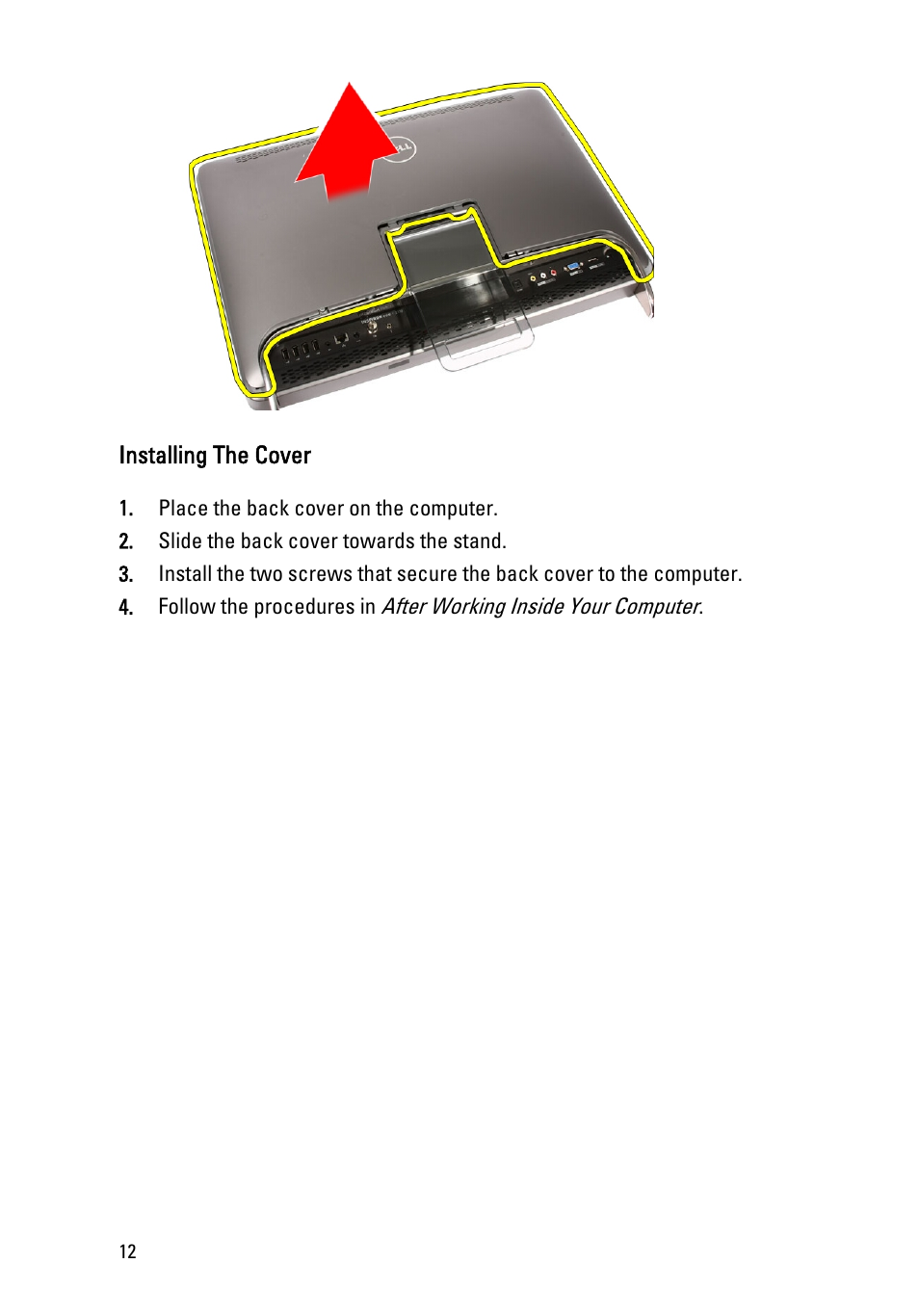 Installing the cover | Dell Vostro 330 (Early 2011) User Manual | Page 12 / 116
