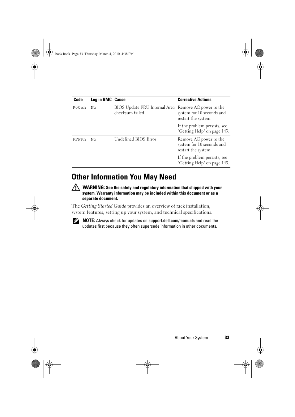 Other information you may need | Dell PowerEdge C6100 User Manual | Page 33 / 160