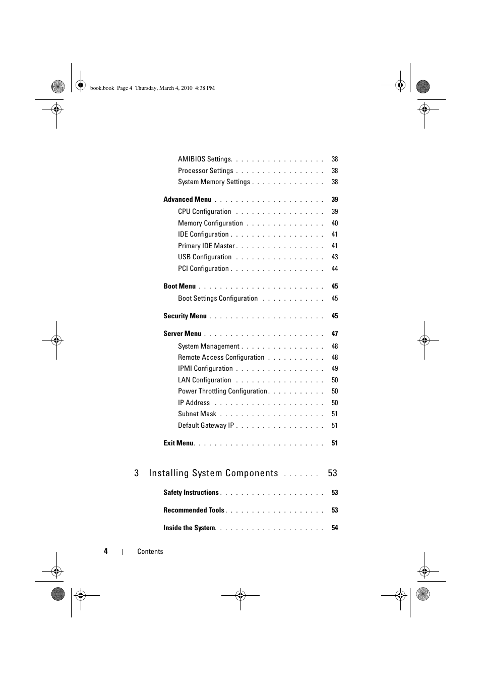 3installing system components | Dell PowerEdge C6100 User Manual | Page 4 / 160