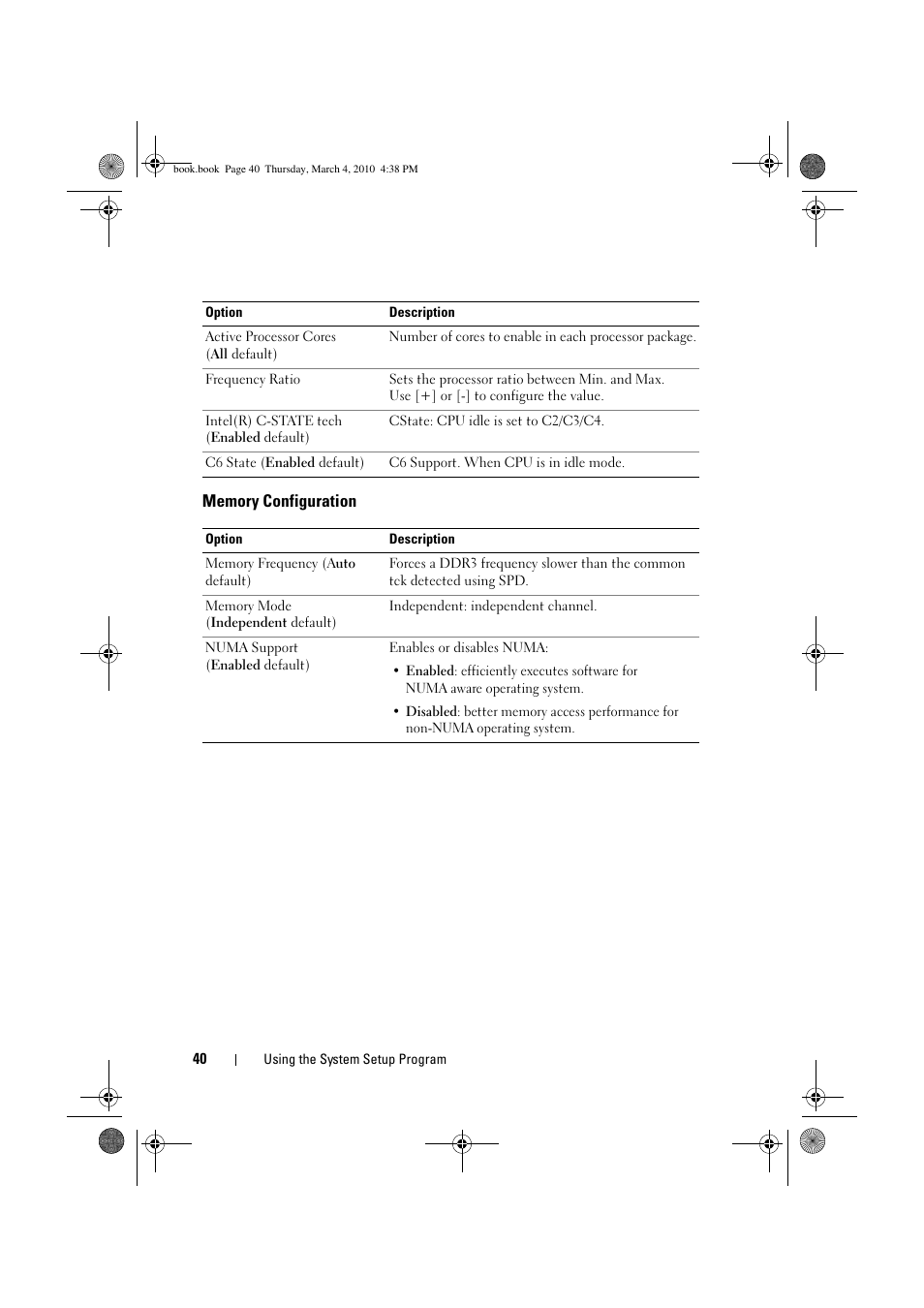 Memory configuration | Dell PowerEdge C6100 User Manual | Page 40 / 160