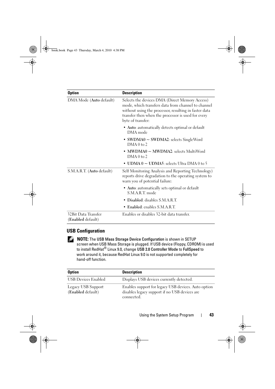 Usb configuration | Dell PowerEdge C6100 User Manual | Page 43 / 160