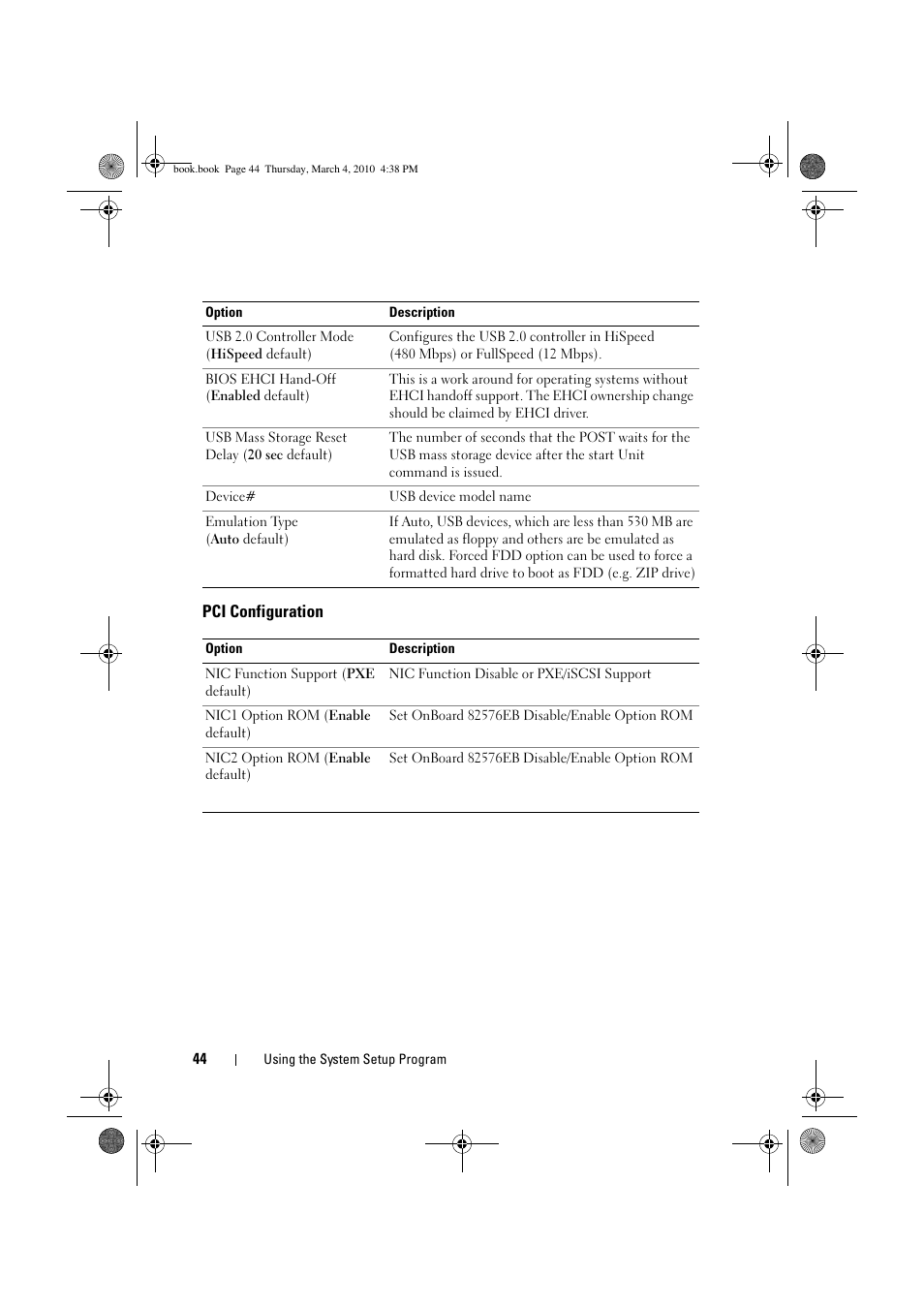 Pci configuration | Dell PowerEdge C6100 User Manual | Page 44 / 160