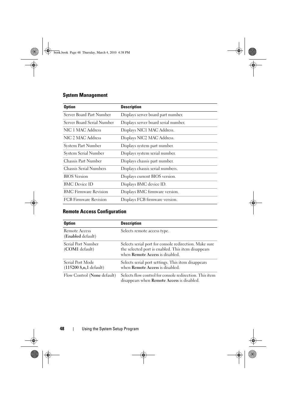 System management, Remote access configuration | Dell PowerEdge C6100 User Manual | Page 48 / 160