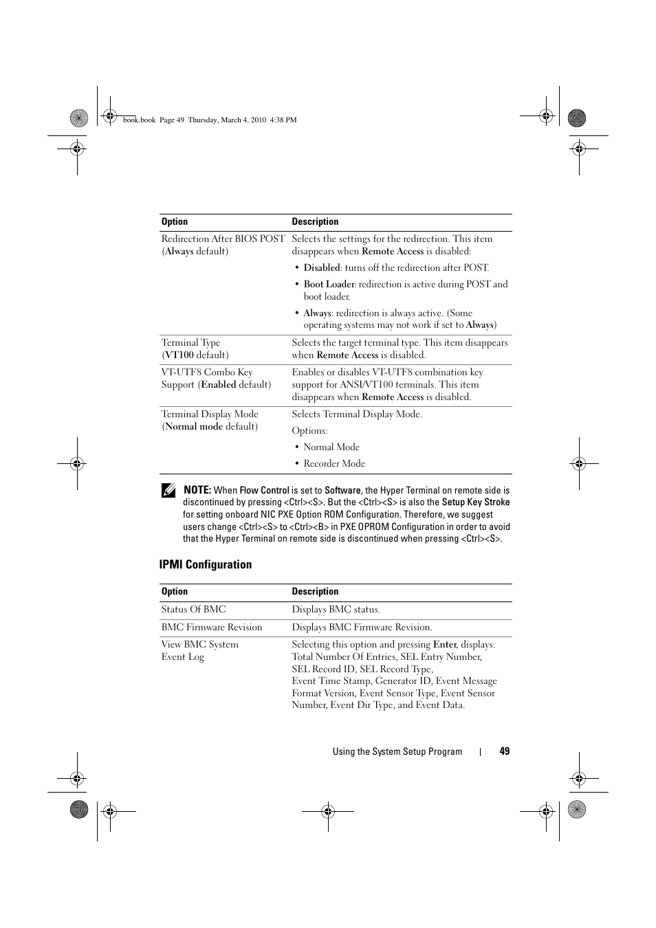 Ipmi configuration | Dell PowerEdge C6100 User Manual | Page 49 / 160