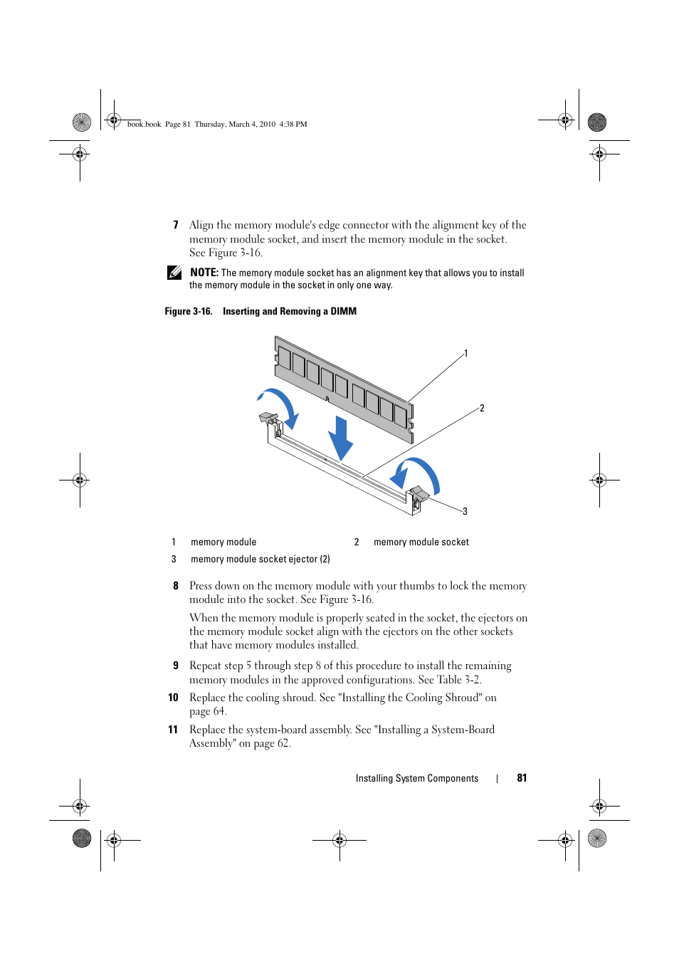 Et. see figure 3-16, In figure 3-16, to allow the memory mo | Dell PowerEdge C6100 User Manual | Page 81 / 160