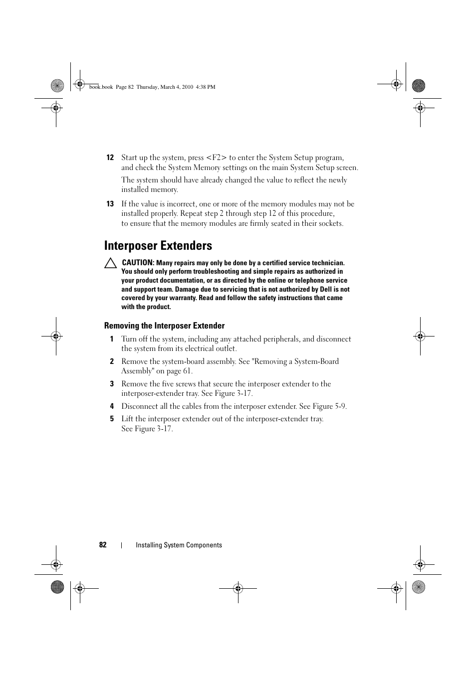Interposer extenders, Removing the interposer extender | Dell PowerEdge C6100 User Manual | Page 82 / 160
