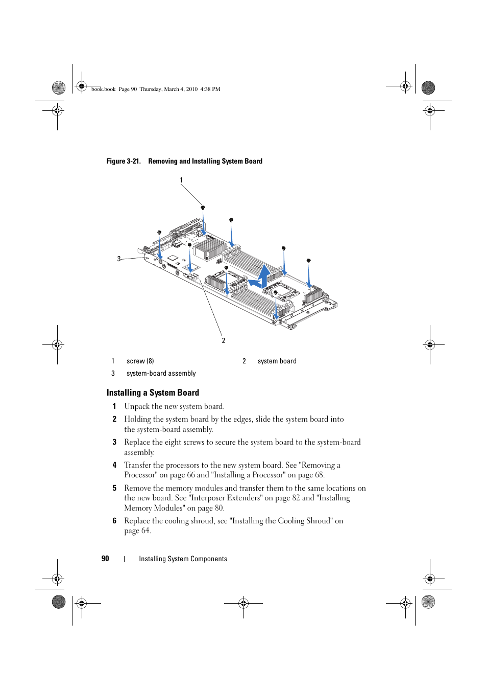 Installing a system board, Figure 3-21, See figure 3-21 | Dell PowerEdge C6100 User Manual | Page 90 / 160