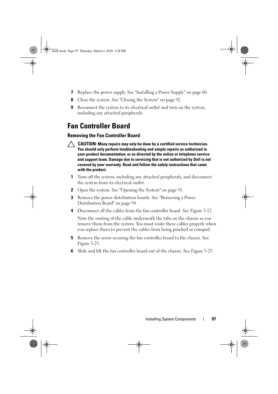Fan controller board | Dell PowerEdge C6100 User Manual | Page 97 / 160