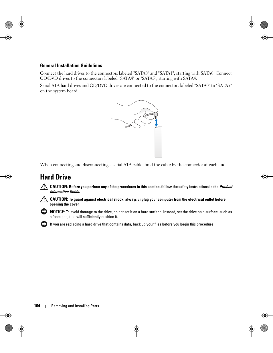 General installation guidelines, Hard drive | Dell Dimension 9200 User Manual | Page 104 / 174
