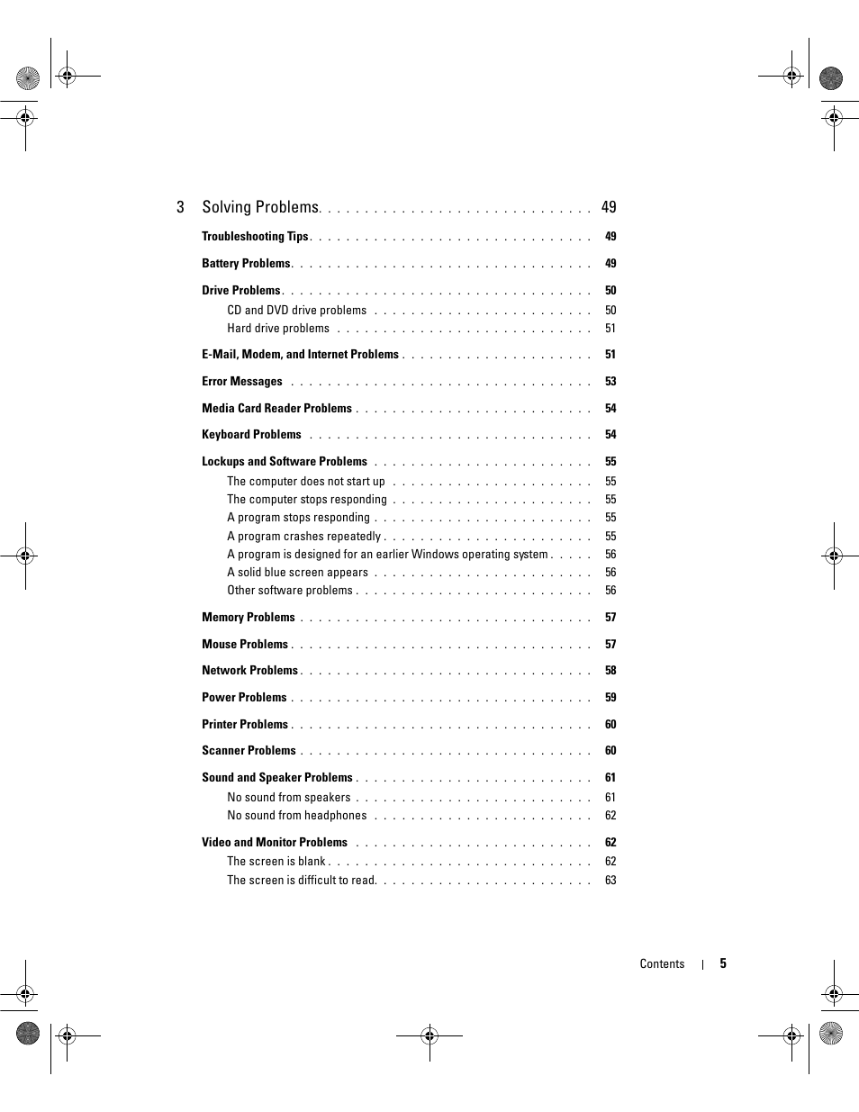 3solving problems | Dell Dimension 9200 User Manual | Page 5 / 174