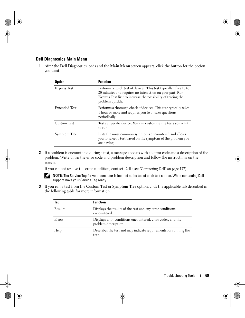 Dell diagnostics main menu | Dell Dimension 9200 User Manual | Page 69 / 174