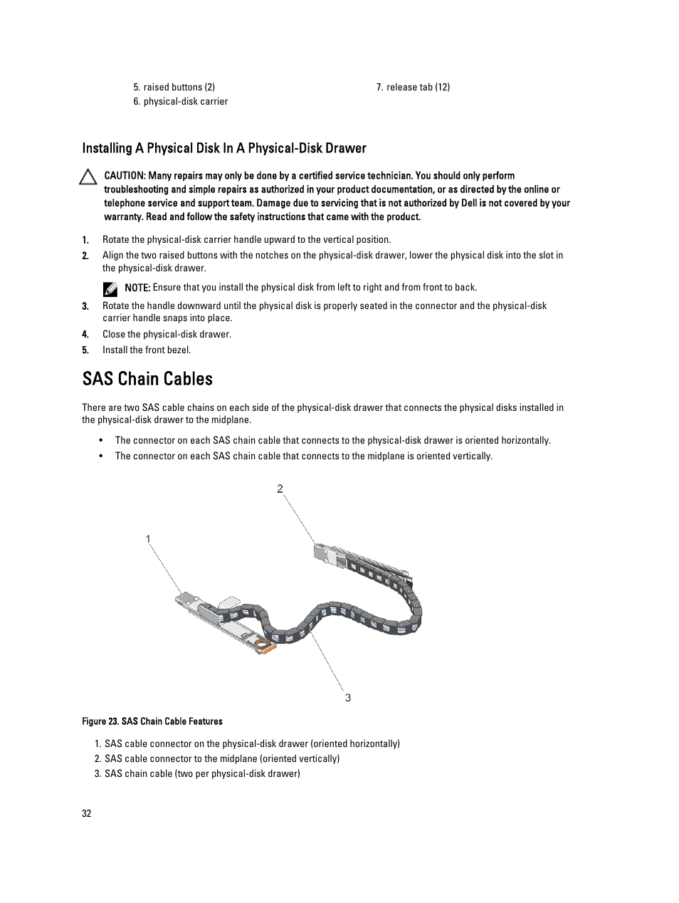 Sas chain cables | Dell PowerVault MD3260i User Manual | Page 32 / 58