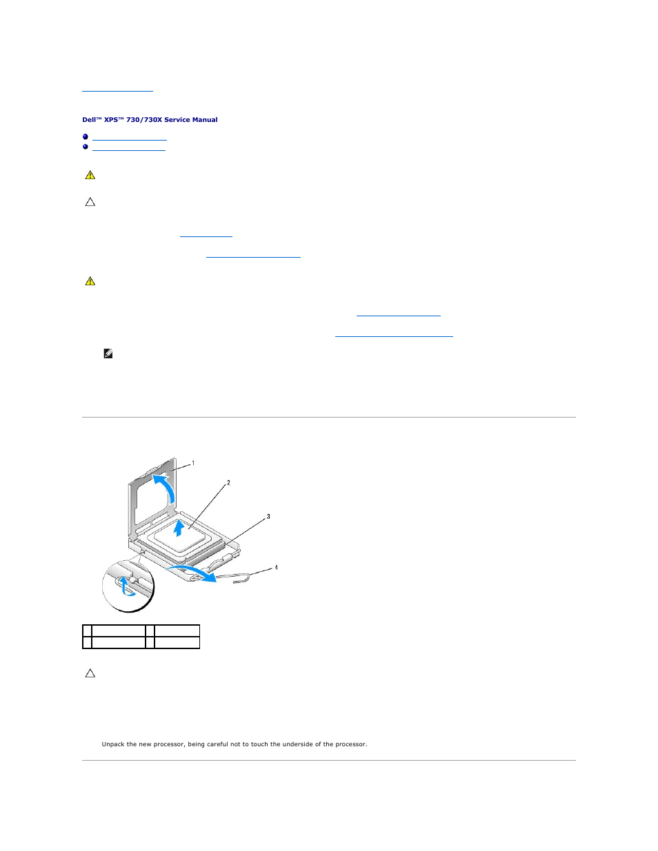 Replacing the processor, Removing the processor | Dell XPS 730 H2C (Late 2008) User Manual | Page 36 / 52