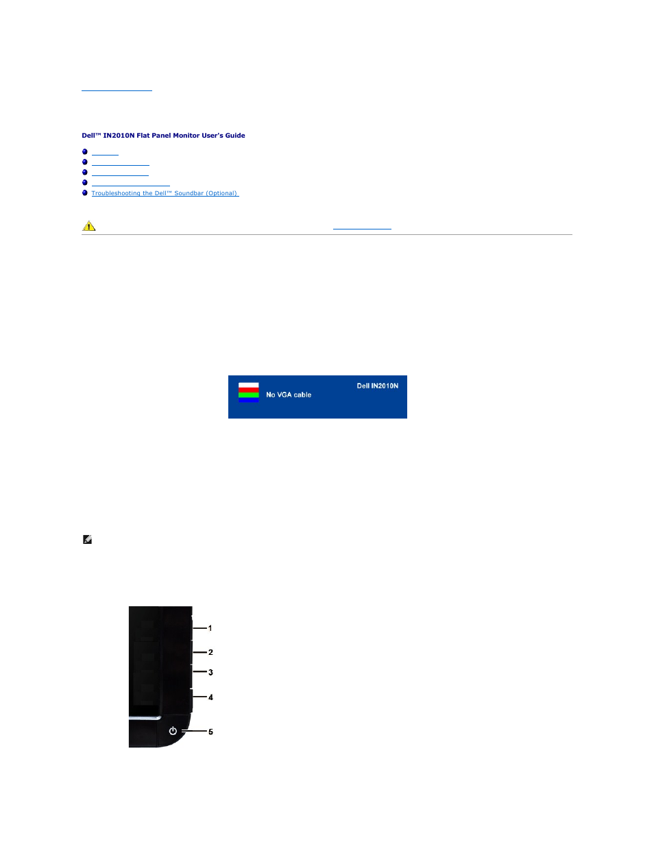 Solving problems, Self-test, Built-in diagnostics | Dell IN2010NWFP Monitor User Manual | Page 25 / 28