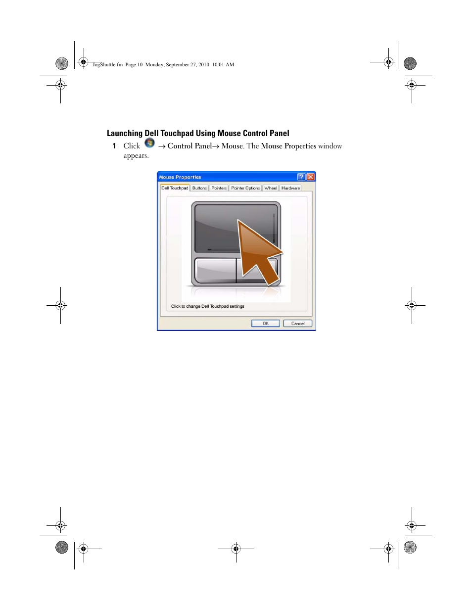 Launching dell touchpad using mouse control panel | Dell Precision M6500 (Late 2009) User Manual | Page 2 / 10