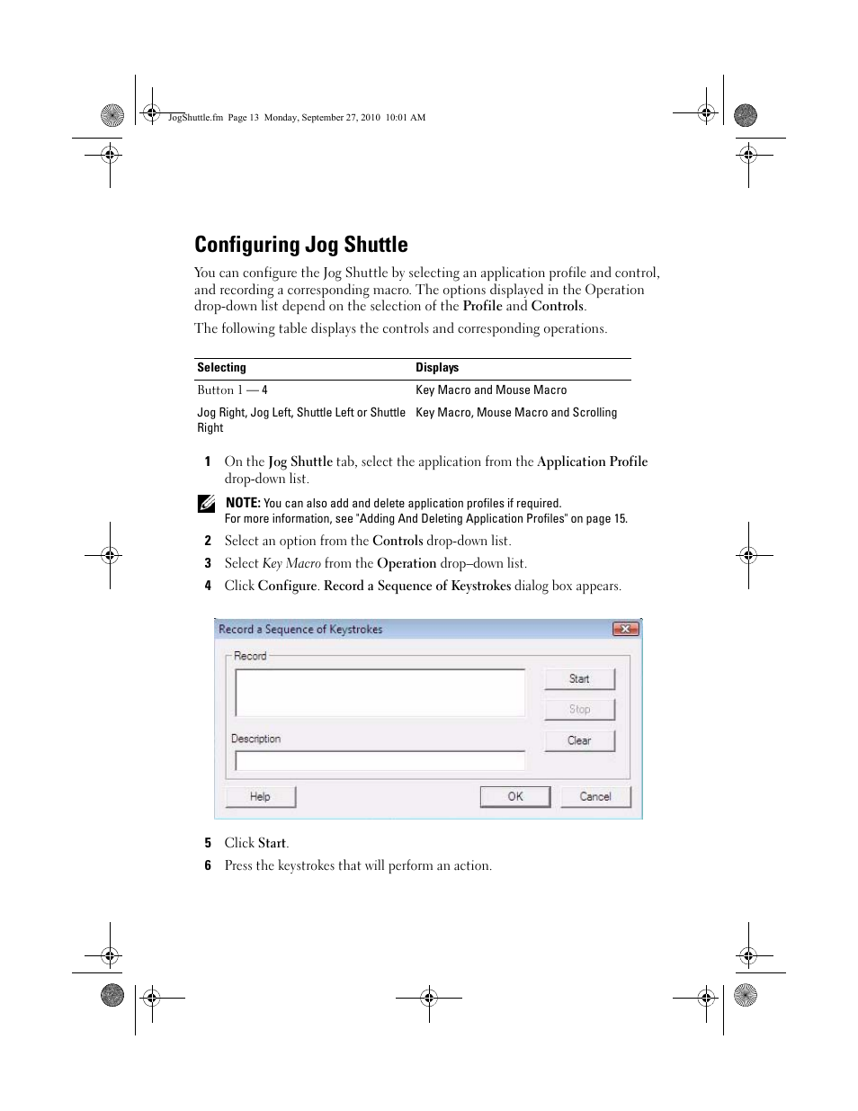 Configuring jog shuttle | Dell Precision M6500 (Late 2009) User Manual | Page 5 / 10