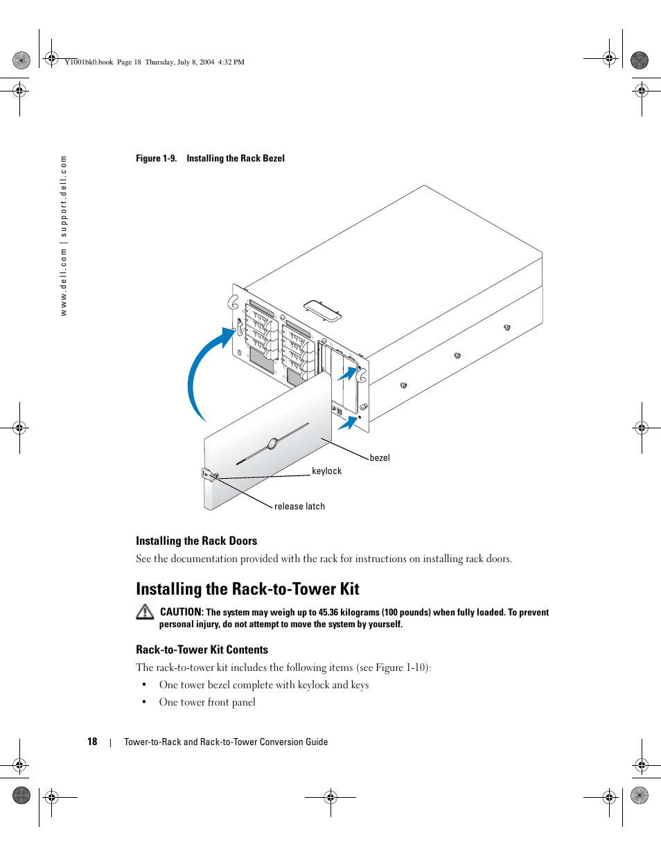 Installing the rack-to-tower kit | Dell PowerEdge 2800 User Manual | Page 20 / 36