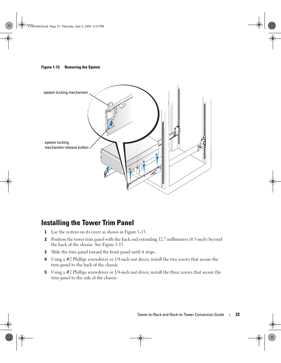 Installing the tower trim panel | Dell PowerEdge 2800 User Manual | Page 25 / 36