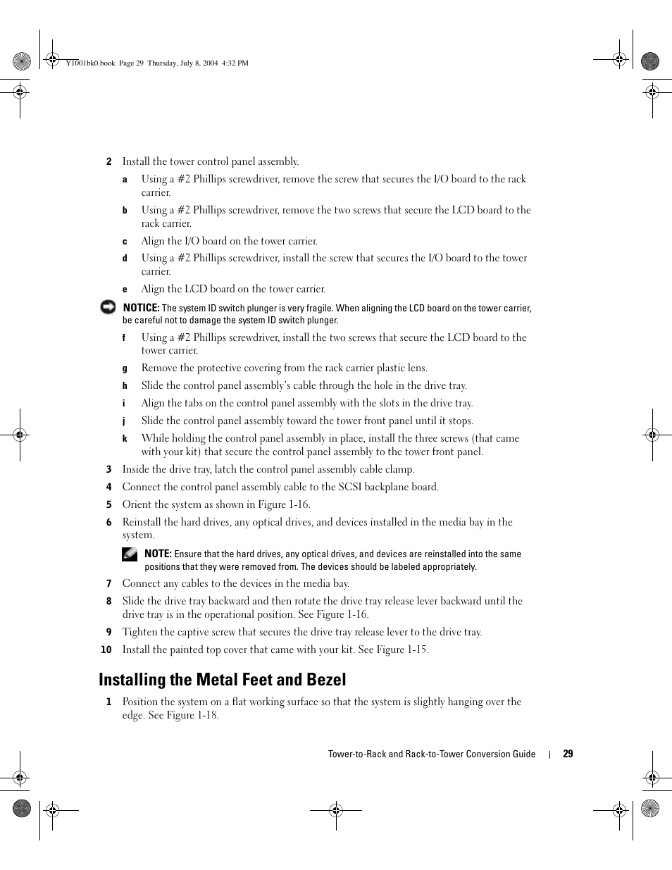 Installing the metal feet and bezel | Dell PowerEdge 2800 User Manual | Page 31 / 36