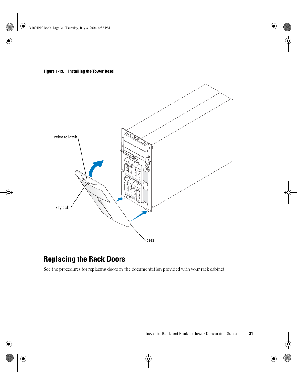 Replacing the rack doors | Dell PowerEdge 2800 User Manual | Page 33 / 36