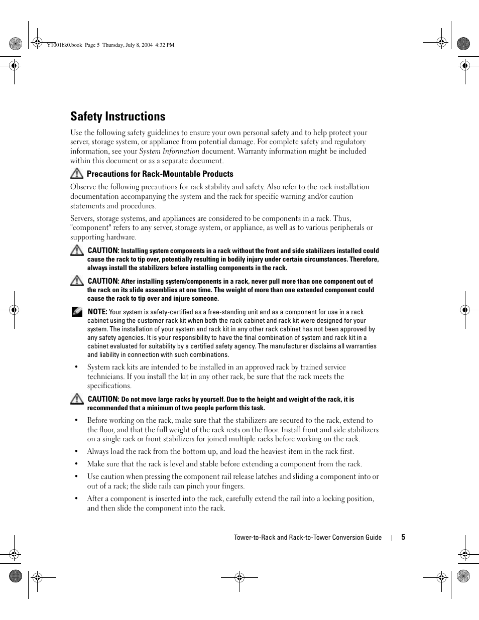 Safety instructions | Dell PowerEdge 2800 User Manual | Page 7 / 36