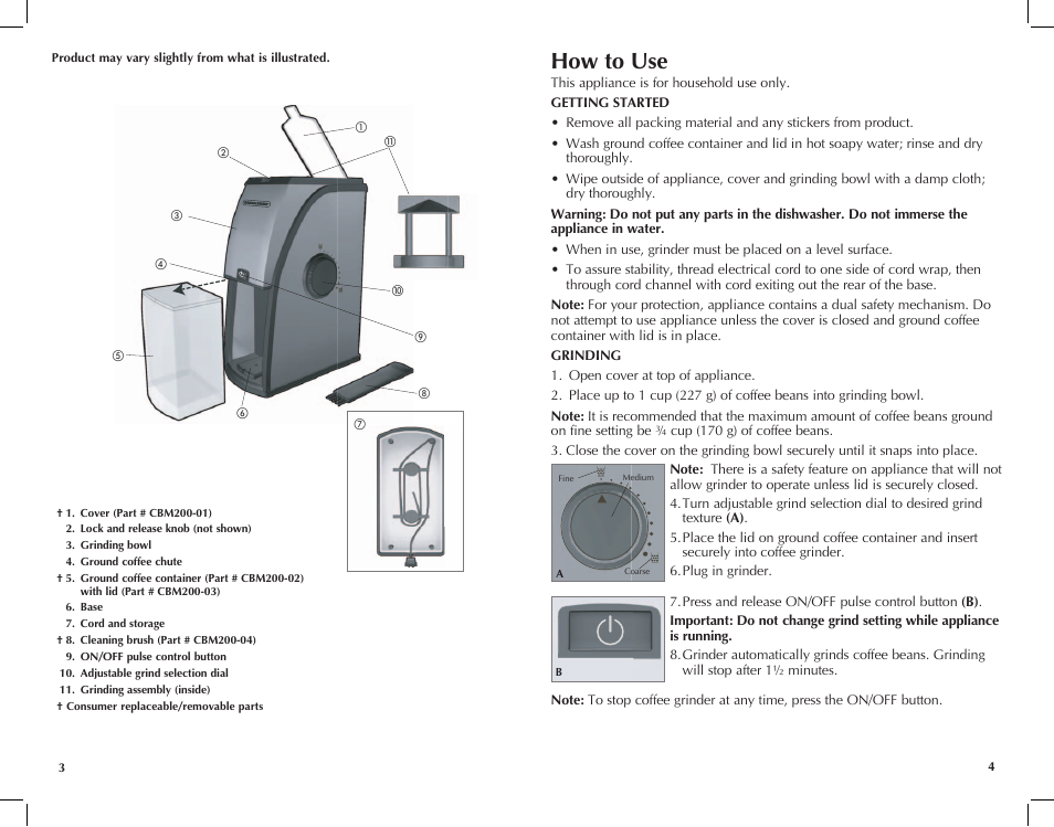 How to use | Black & Decker CBM220 User Manual | Page 3 / 15