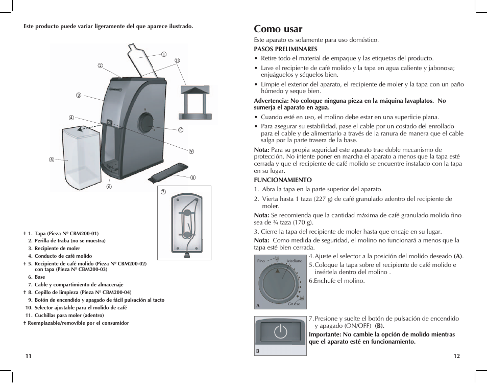 Como usar | Black & Decker CBM220 User Manual | Page 7 / 15