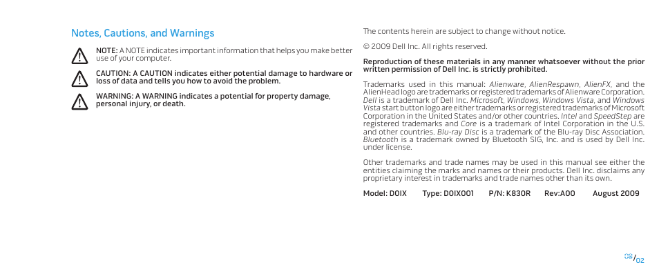 Dell Alienware Area 51 (Late 2009) User Manual | Page 2 / 72