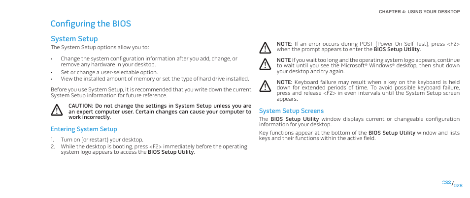 Configuring the bios, System setup | Dell Alienware Area 51 (Late 2009) User Manual | Page 28 / 72