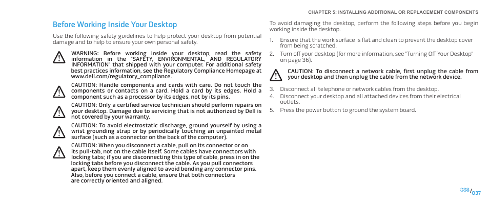 Before working inside your desktop | Dell Alienware Area 51 (Late 2009) User Manual | Page 37 / 72