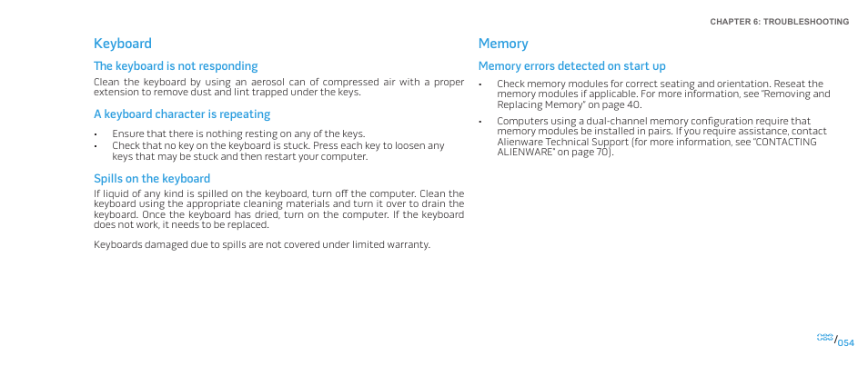 Keyboard | Dell Alienware Area 51 (Late 2009) User Manual | Page 54 / 72