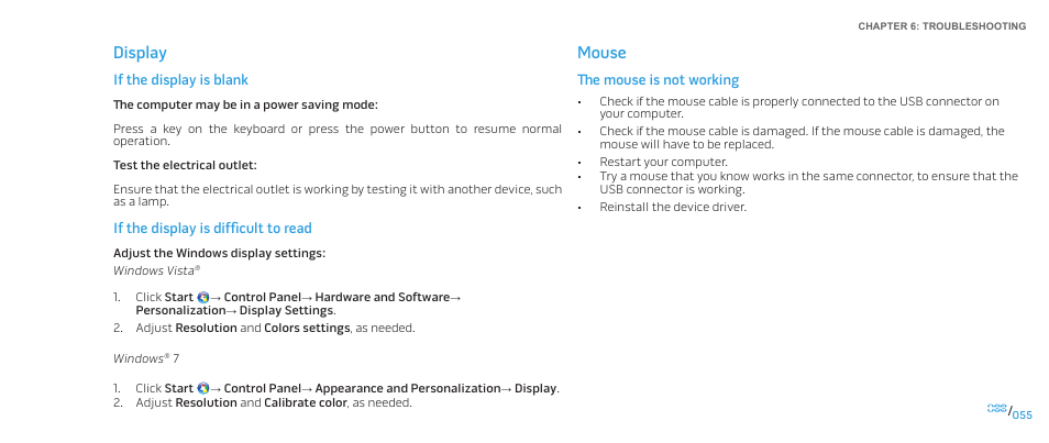 Display, Mouse | Dell Alienware Area 51 (Late 2009) User Manual | Page 55 / 72