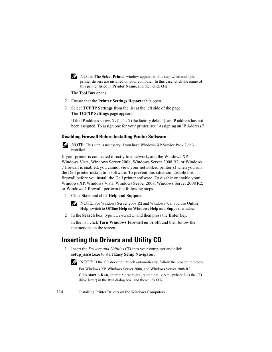Inserting the drivers and utility cd | Dell 2155cn/cdn Color Laser Printer User Manual | Page 116 / 761