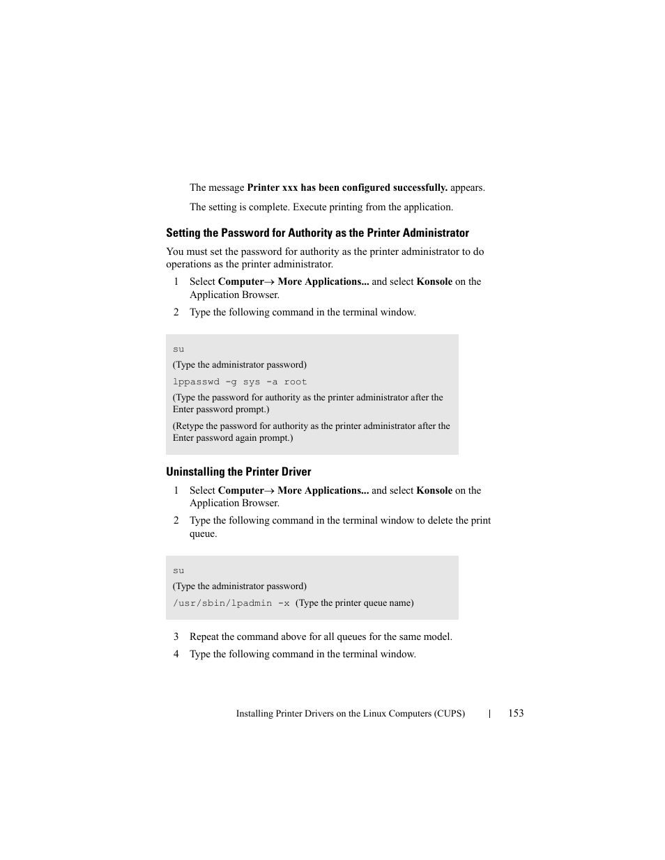 Uninstalling the printer driver | Dell 2155cn/cdn Color Laser Printer User Manual | Page 155 / 761