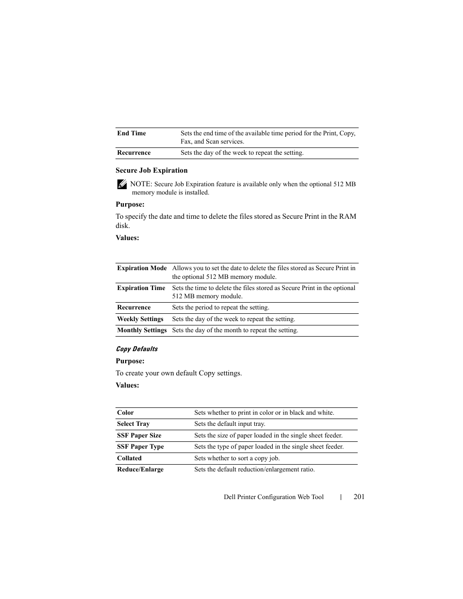 Copy defaults | Dell 2155cn/cdn Color Laser Printer User Manual | Page 203 / 761