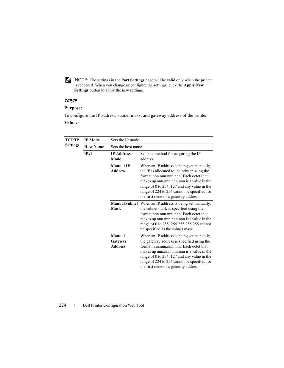 Tcp/ip | Dell 2155cn/cdn Color Laser Printer User Manual | Page 226 / 761