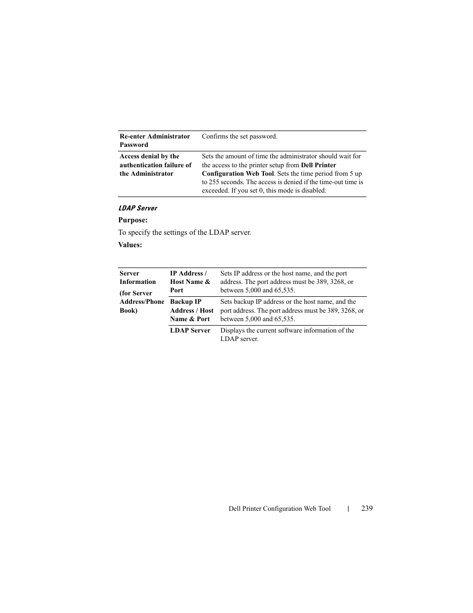 Ldap server | Dell 2155cn/cdn Color Laser Printer User Manual | Page 241 / 761