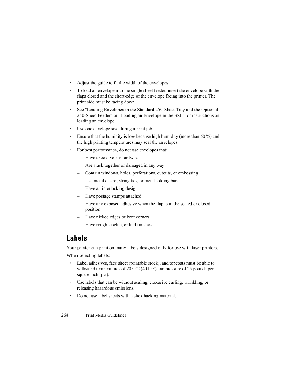 Labels | Dell 2155cn/cdn Color Laser Printer User Manual | Page 270 / 761