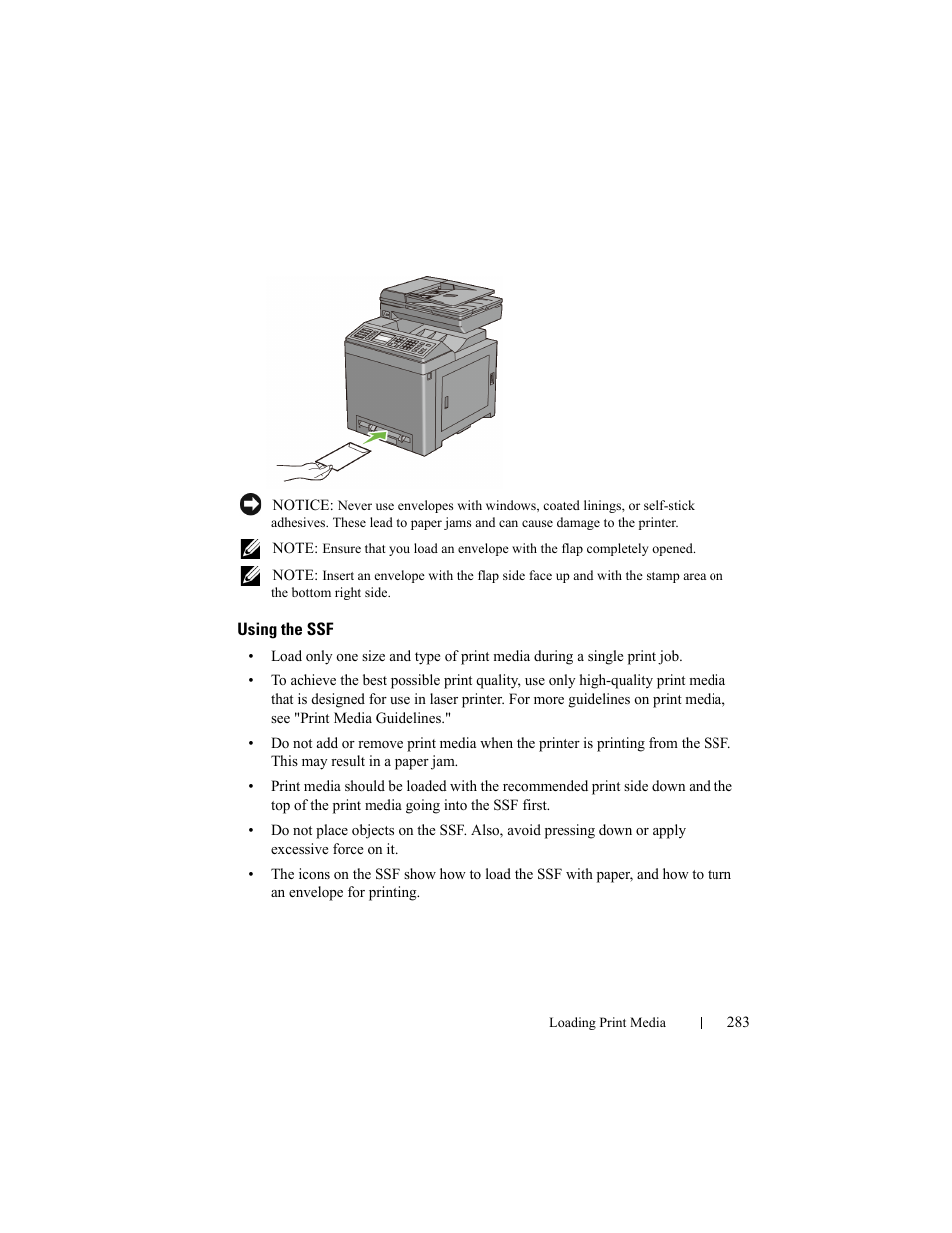 Using the ssf | Dell 2155cn/cdn Color Laser Printer User Manual | Page 285 / 761