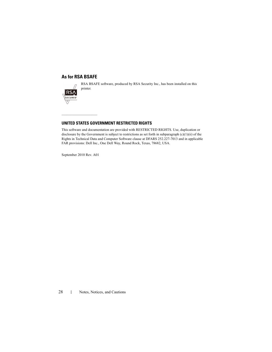 As for rsa bsafe | Dell 2155cn/cdn Color Laser Printer User Manual | Page 30 / 761