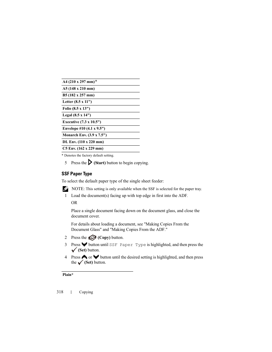 Ssf paper type | Dell 2155cn/cdn Color Laser Printer User Manual | Page 320 / 761