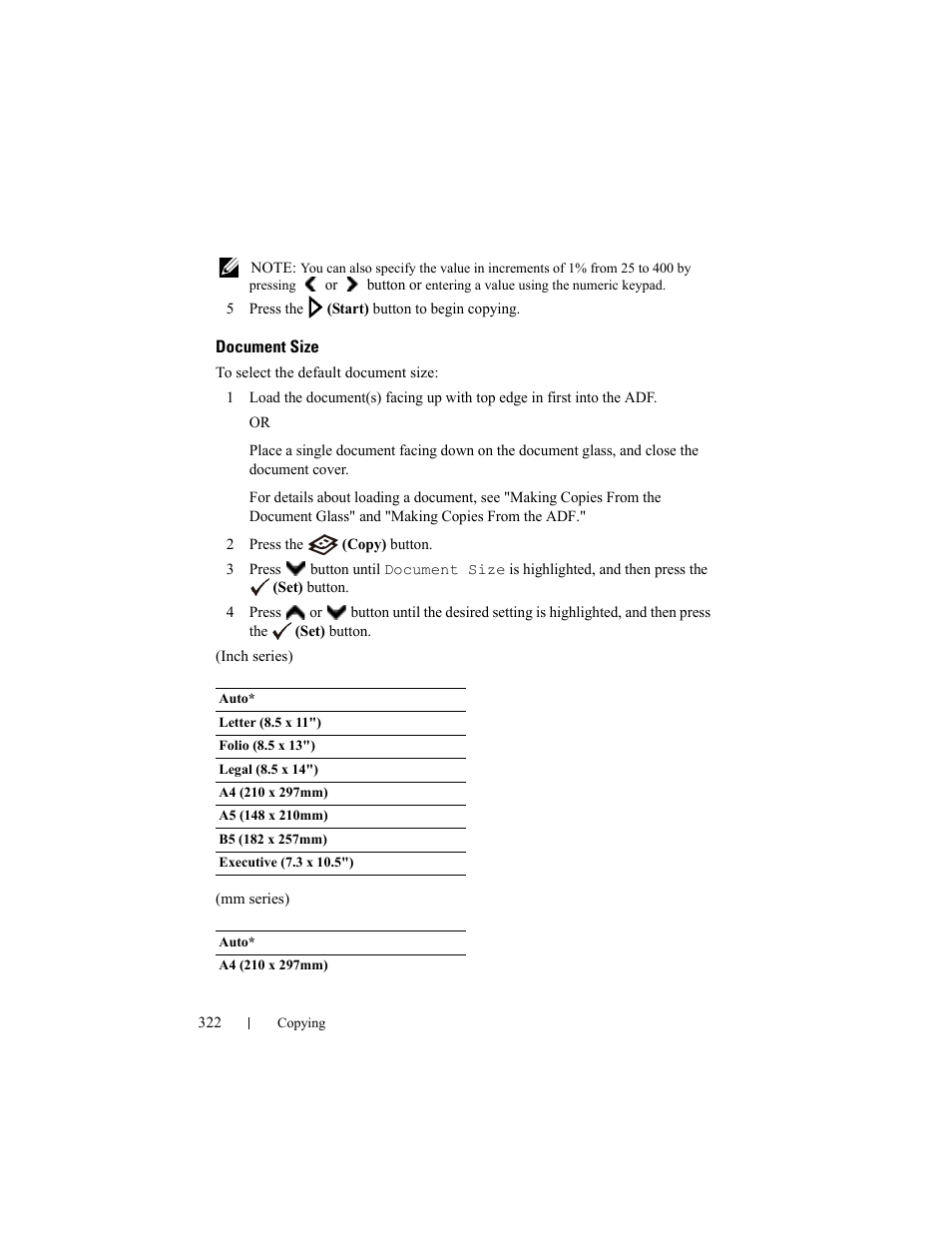 Document size | Dell 2155cn/cdn Color Laser Printer User Manual | Page 324 / 761