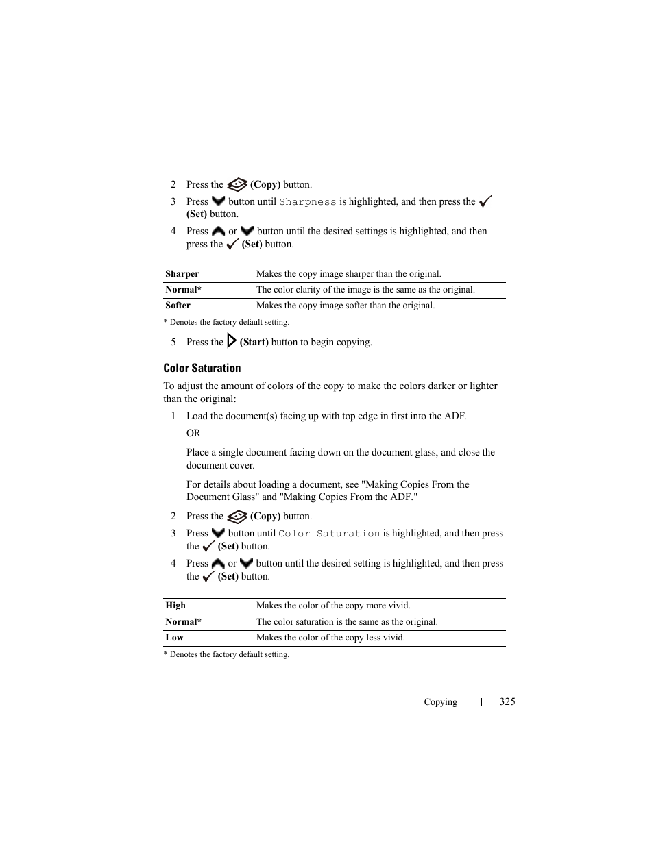 Color saturation | Dell 2155cn/cdn Color Laser Printer User Manual | Page 327 / 761